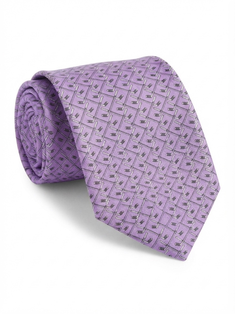 Vineyard Vines NHL Hockey Fights Cancer Purple Silk Tie Stick Print